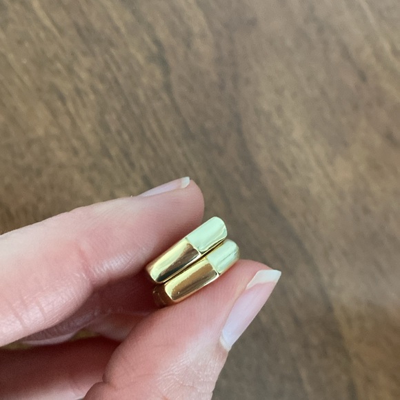 Hey June Gold Hexagon Huggies - Picture 2 of 2